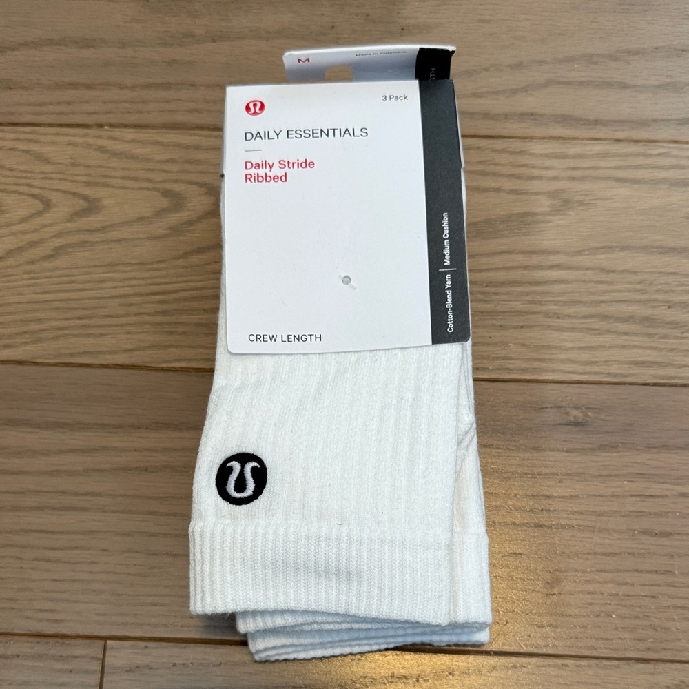 Lululemon 3 pack Daily Essentials White Crew Socks